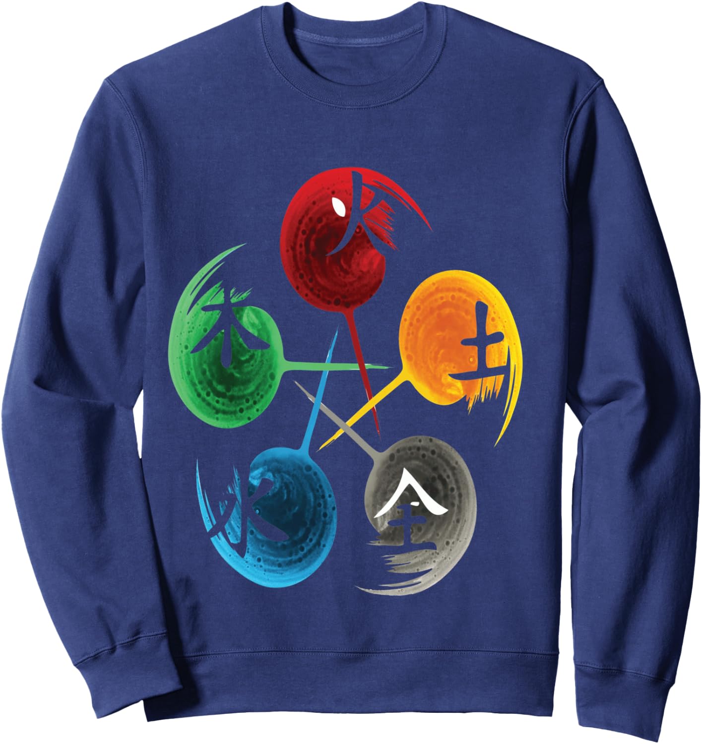 The Five Elements of Qigong, Tai Chi Design, Black, S Sweatshirt - Sweatshirt | Navy