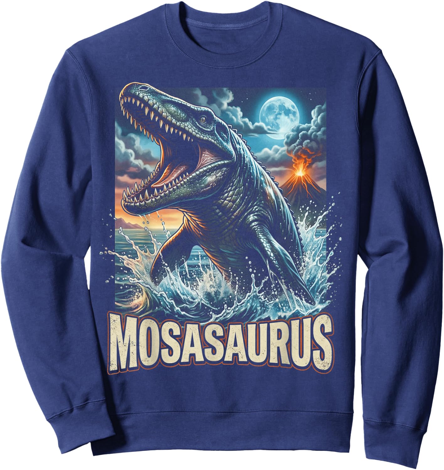 Mosasaurus Dinosaur Water Sweatshirt - Sweatshirt | Navy