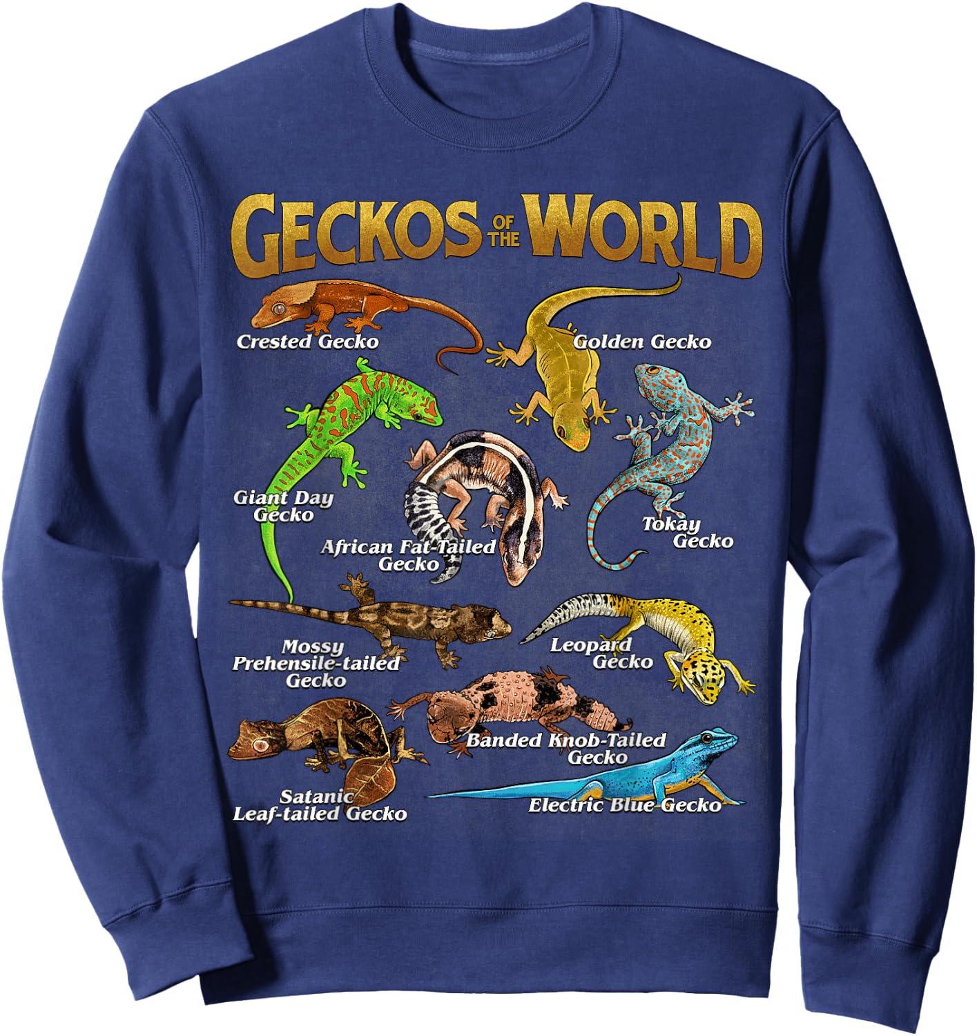 Geckos Animals of The World Crested Leopard Gecko Lover Sweatshirt - Sweatshirt | Navy