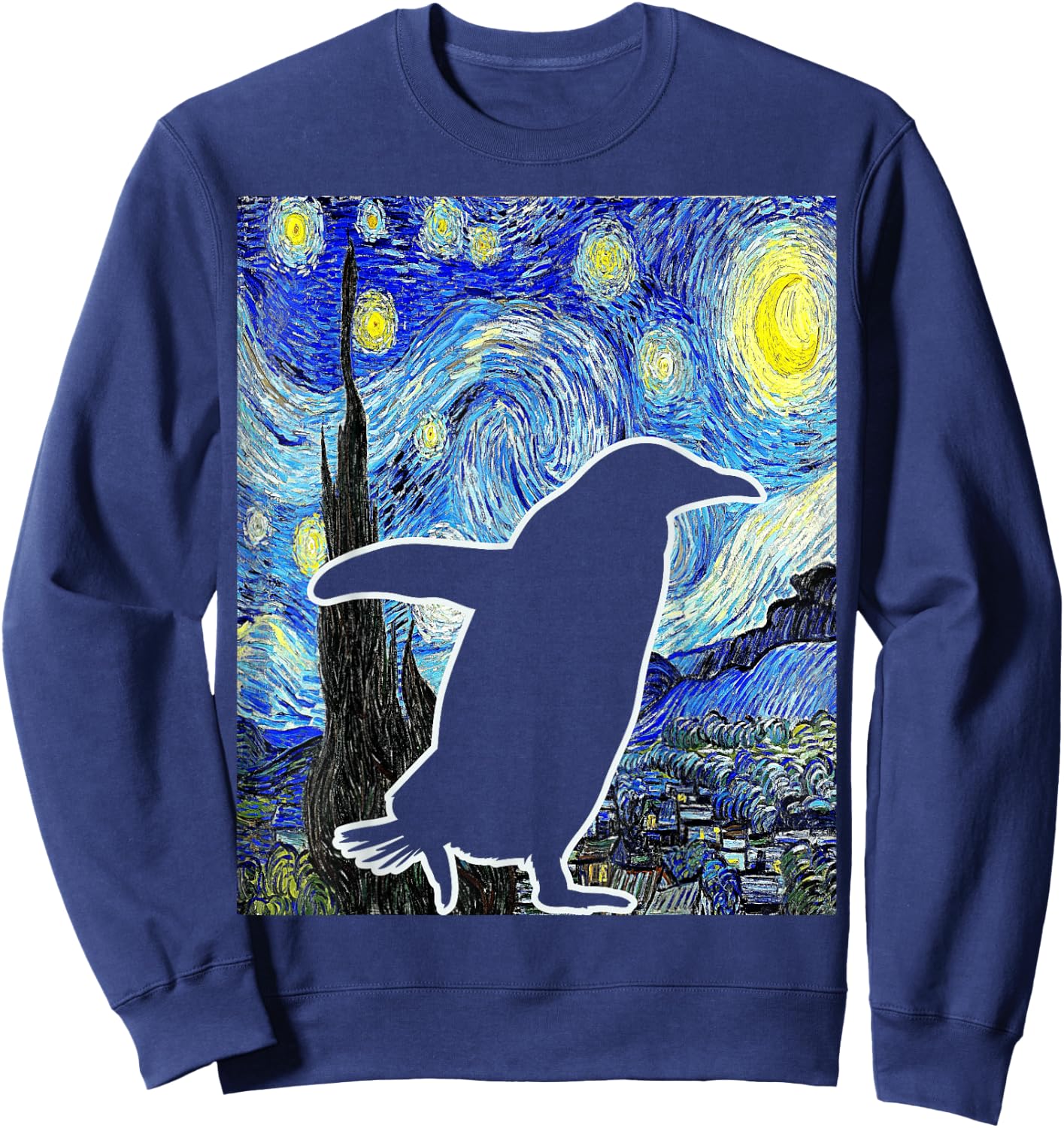 Penguin Starry Night Penguin Lover Van Gogh Penguin Sweatshirt - Sweatshirt | Navy
