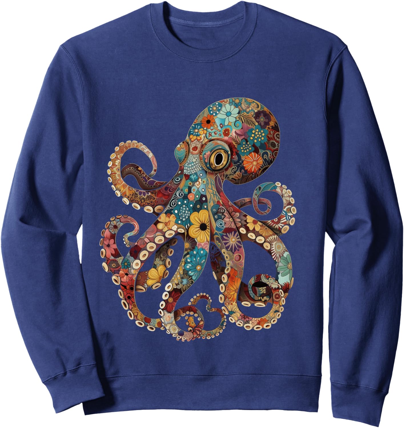 Octopus Floral Vintage Flowers Squid Kraken Scuba Diving Sweatshirt - Sweatshirt | Navy