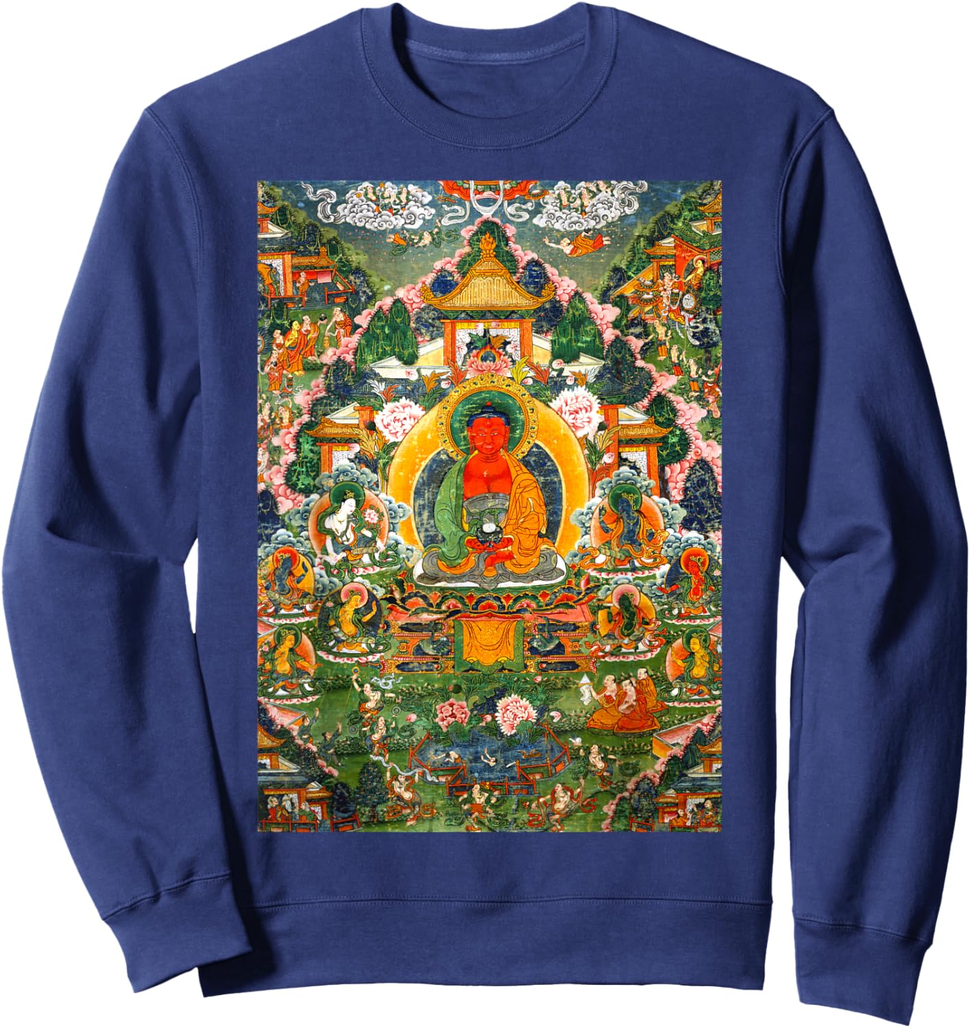 Buddha Amitabha Tibetan Buddhist Thangka Mandala Buddhism Sweatshirt - Sweatshirt | Navy