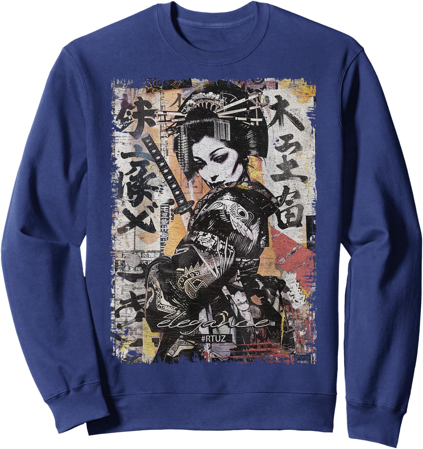 Geisha Asia Japan Woman Vintage Culture Tokyo Geisha , Black, S Sweatshirt - Sweatshirt | Navy