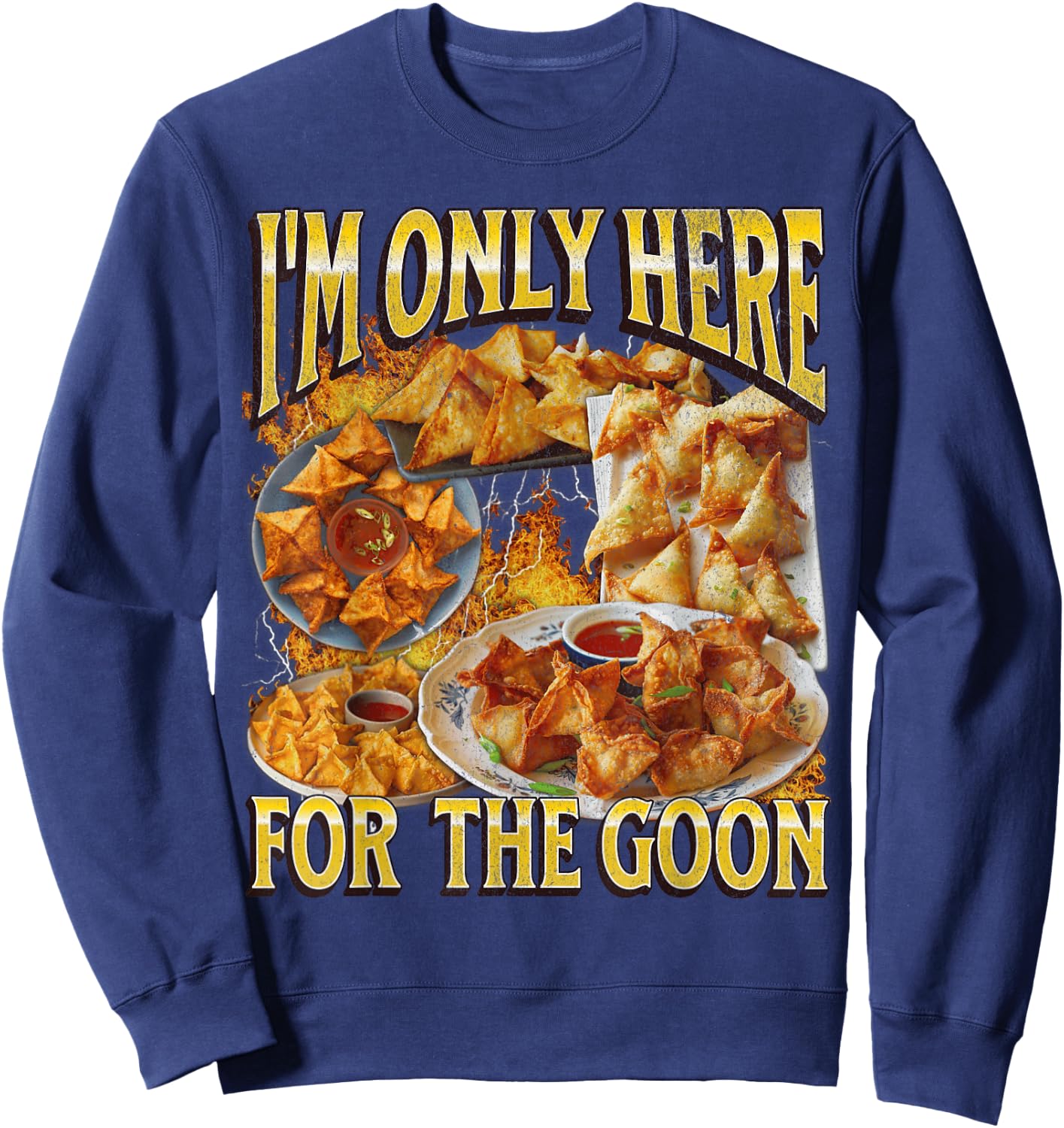 Funny Crab Rangoon Meme Bootleg Graphic Sweatshirt - Sweatshirt | Navy
