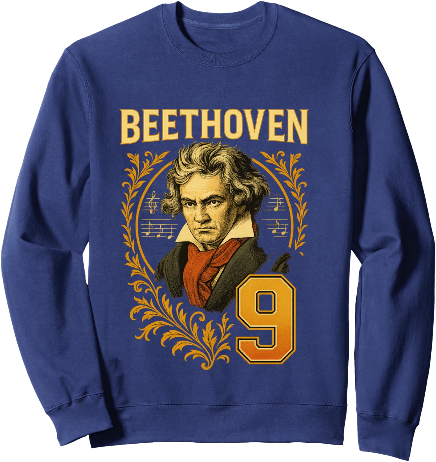 Beethoven 9 Classical Music Composer Portrait Art Sweatshirt - Sweatshirt | Navy