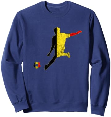 Belgium Belgian Flag Belgique Belgie Belgian Soccer Player Sweatshirt - Sweatshirt | Navy