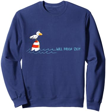 Will Meer Zeit Möwe Nordsee Urlaub Spruch Sweatshirt - Sweatshirt | Navy