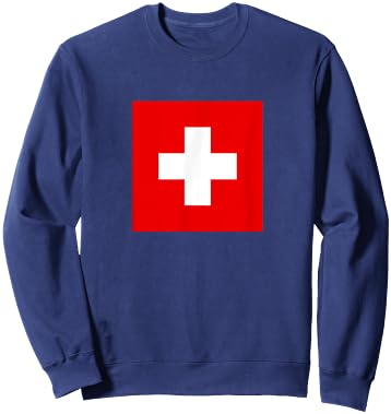 Swiss Flag Switzerland Classic Cross Design Square Logo Sweatshirt - Sweatshirt | Navy