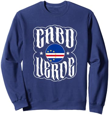 Love Cabo Cape Verde with Cape Verdean Flag in a Circle , Black, S Sweatshirt - Sweatshirt | Navy