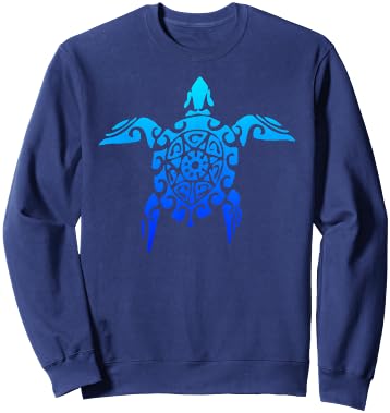 Hawaiian Tribal Sea Turtle Polynesian Tattoo Style Vacation Sweatshirt - Sweatshirt | Navy