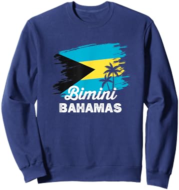 Vintage Bimini Nassau Bahamas Flag Vacation Travel Bahamian Sweatshirt - Sweatshirt | Navy