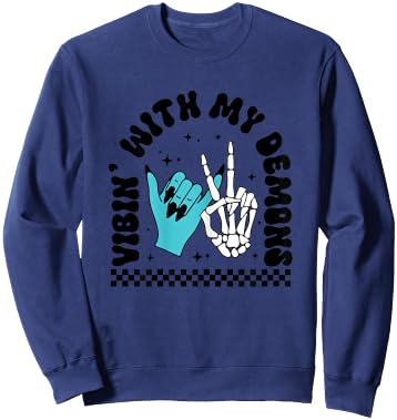 Vibin With My Demons Sweatshirt - Sweatshirt | Navy