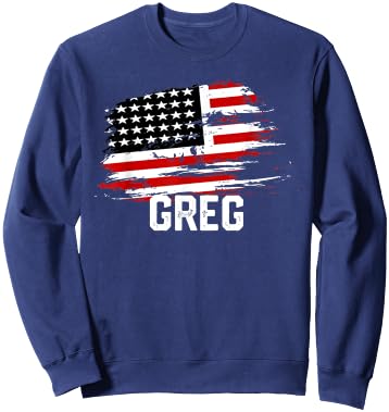 GREG USA Flag Personalized 4th of July GREG Sweatshirt - Sweatshirt | Navy