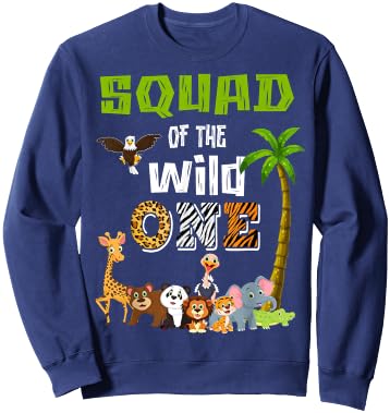 Squad Of The Wild One Zoo Themed 1st Birthday Party Sweatshirt - Sweatshirt | Navy