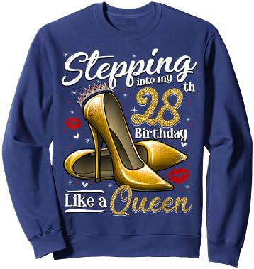 High Heels Stepping Into My 28th Birthday 28 and Fabulous Sweatshirt - Sweatshirt | Navy