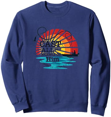 cast all your anxiety on him Religious Christian Sweatshirt - Sweatshirt | Navy