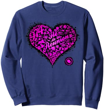 974 Reunion Island - Graffiti C24 - Heart - Pink Sweatshirt - Sweatshirt | Navy