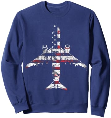 Airplane Pilot American Flag USA Patriotic Sweatshirt - Sweatshirt | Navy