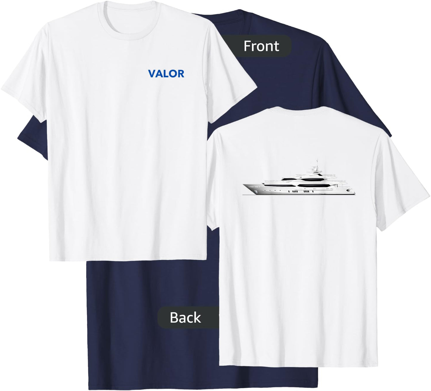 Valor Below the Deck Uniform shirt UPDATED with boat on back T-Shirt - T-Shirt | Navy