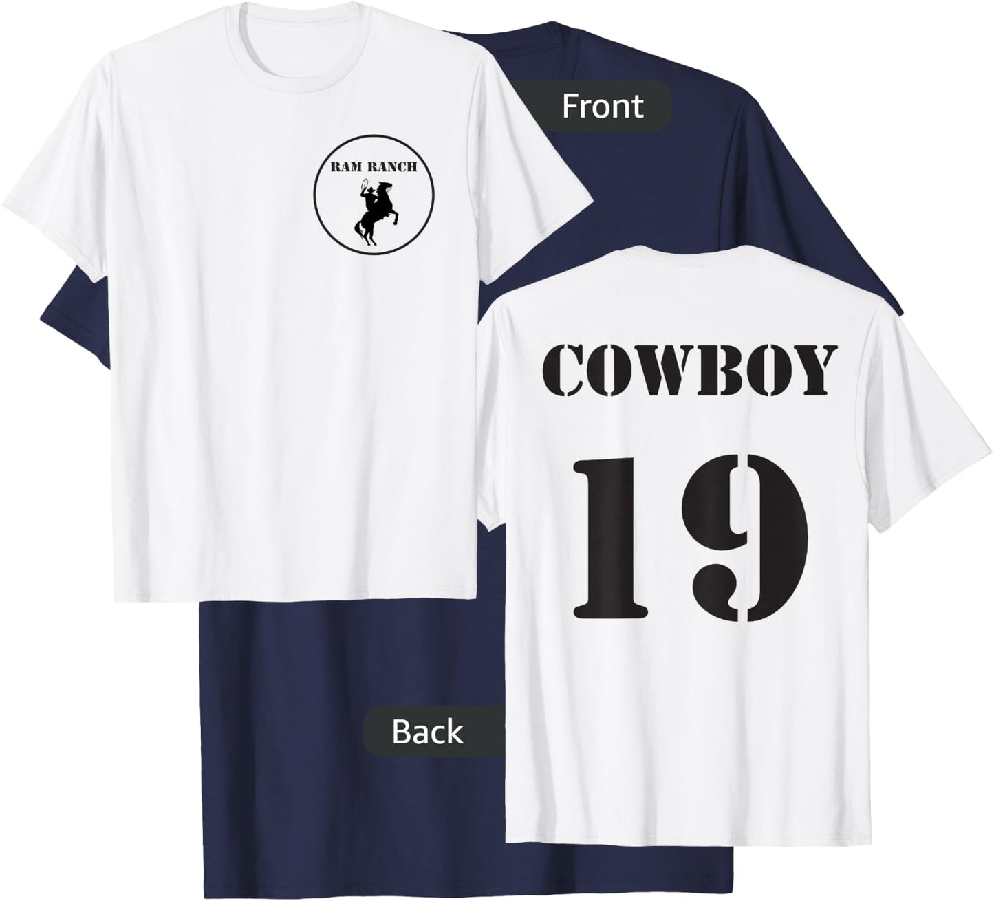 Ram Ranch Cowboy 19 meme T-Shirt - T-Shirt | Navy