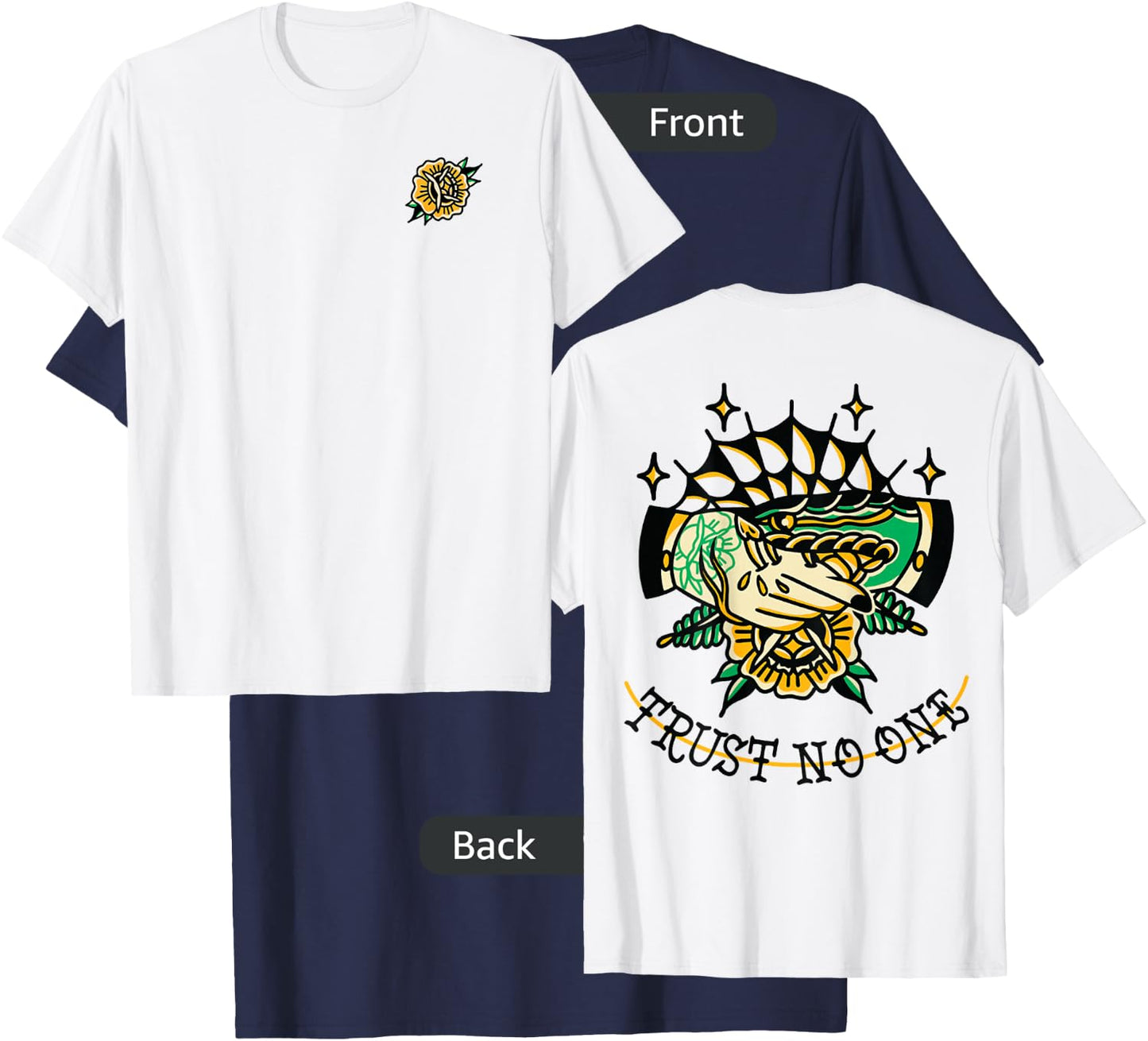 Trust No One Vintage Snake Traditional Tattoo Flash Graphic T-Shirt - T-Shirt | Navy