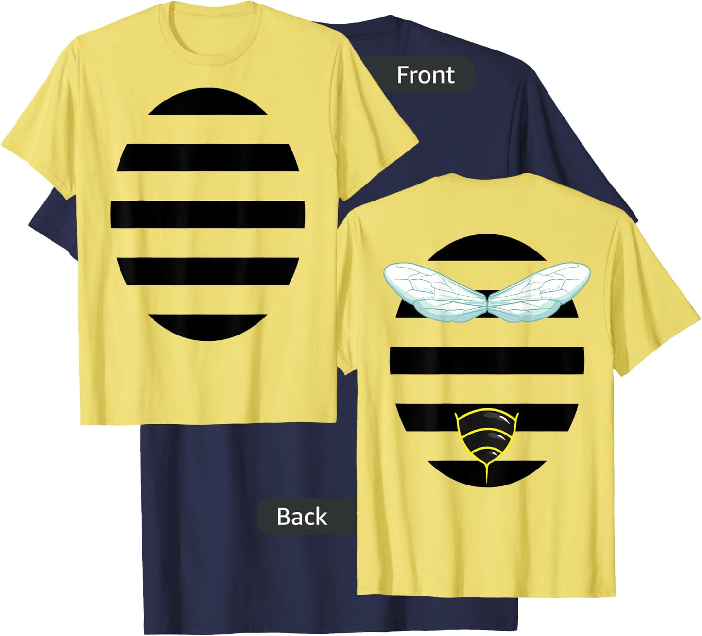 Bumblebee Costume Stripes Wings Stinger Front and Back T-Shirt - T-Shirt | Navy