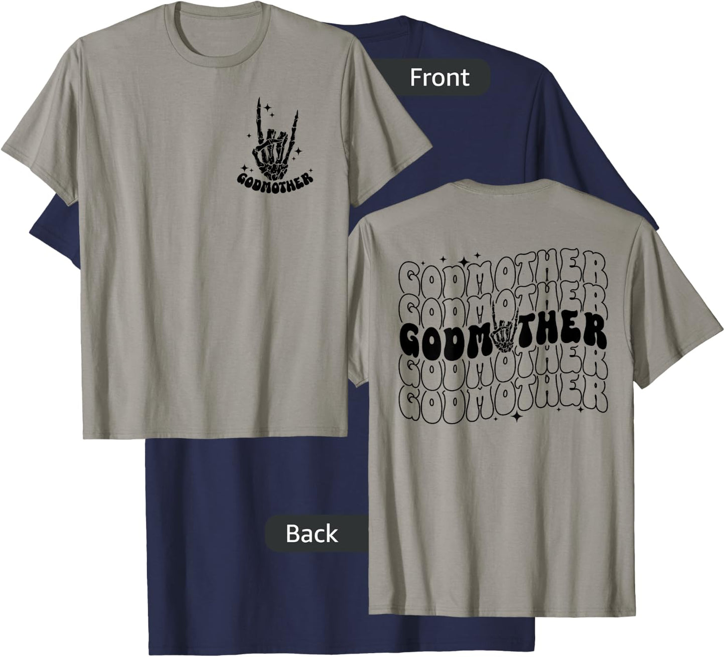 Godmother Skeleton Hand, Godmama Goddaughter Halloween Day T-Shirt - T-Shirt | Navy