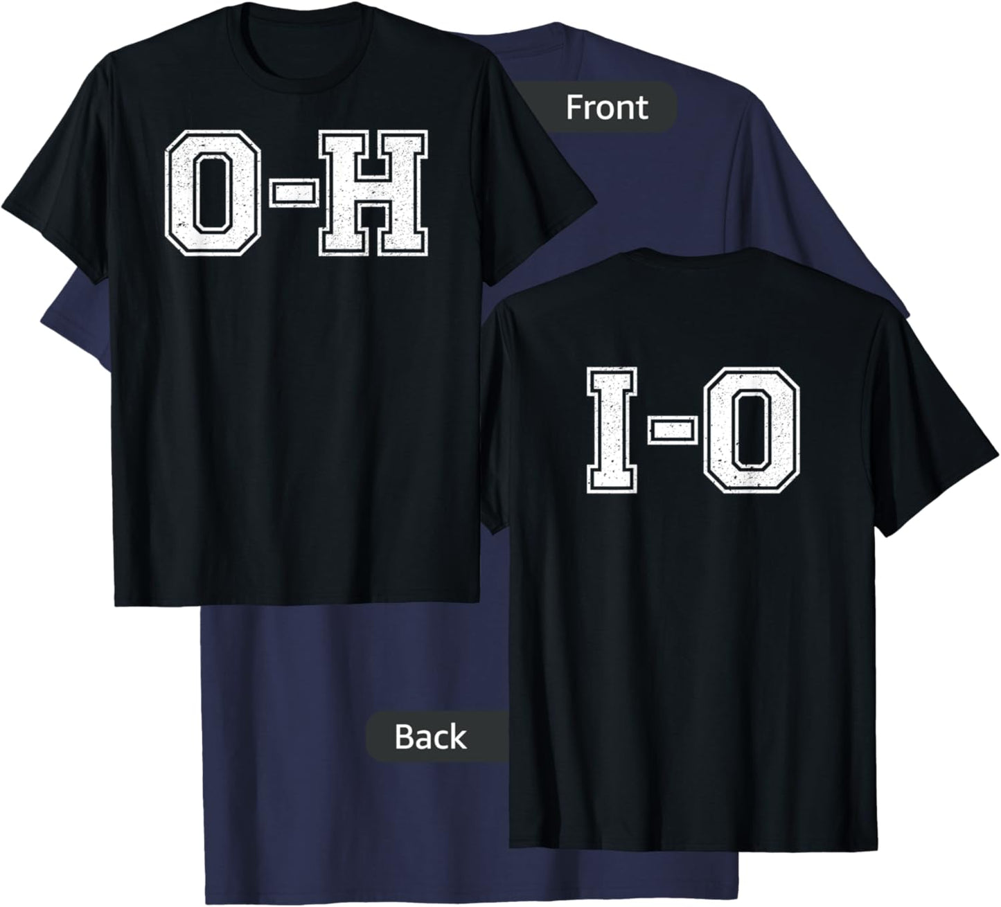 Vintage OH IO Double-sided T-Shirt - T-Shirt | Navy