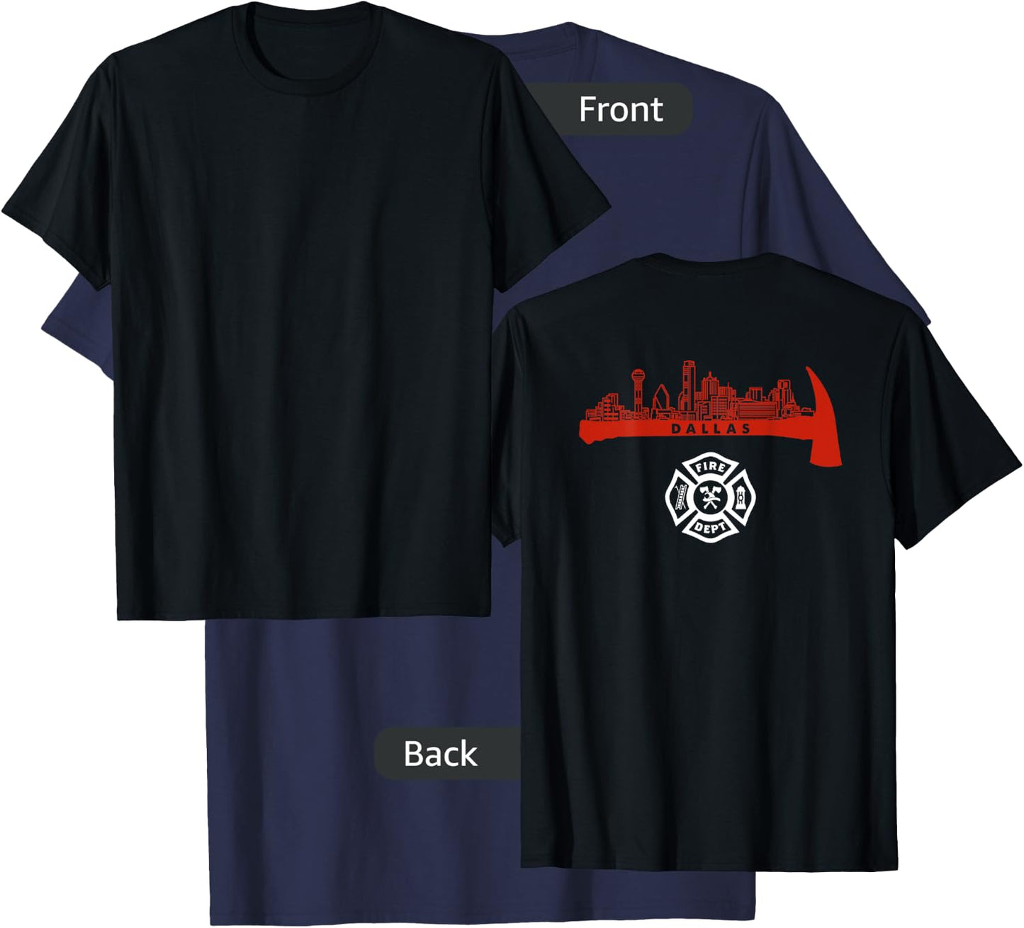 Dallas Texas Fire Rescue Department Firefighter Firemen Duty T-Shirt - T-Shirt | Navy