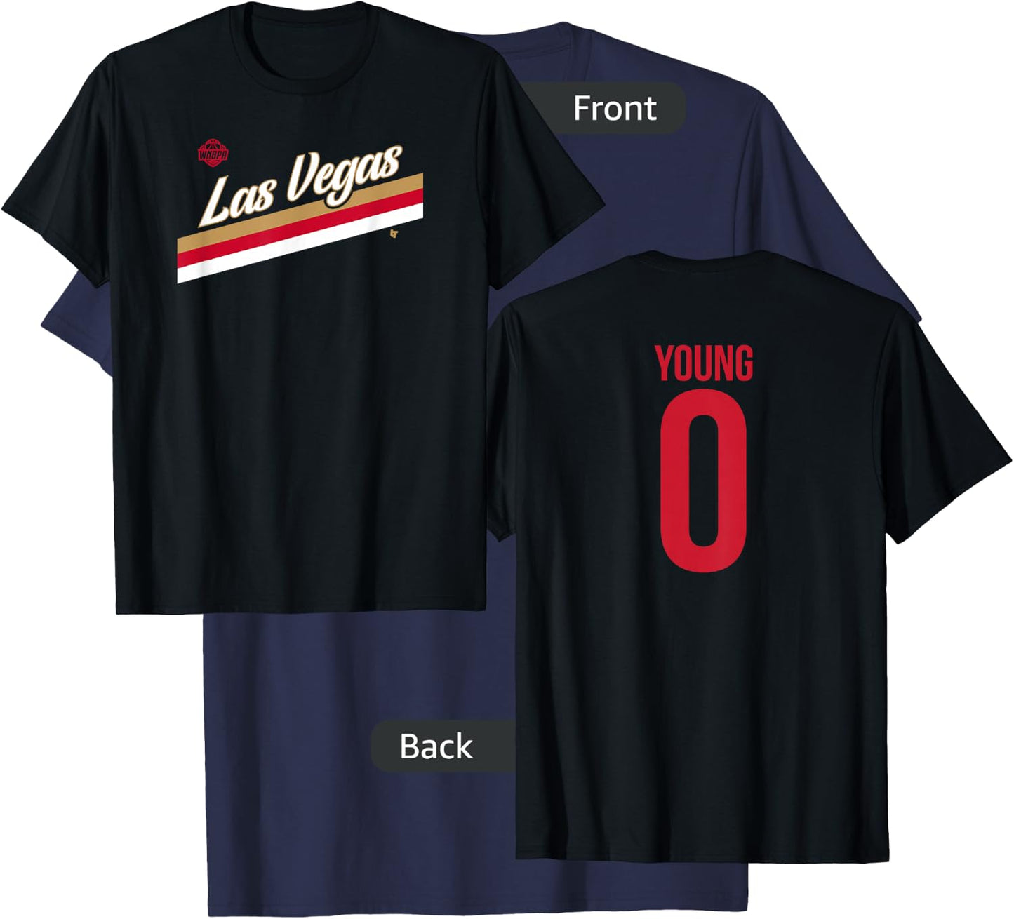 Jackie Young 0 - Number on Back - Las Vegas Basketball T-Shirt - T-Shirt | Navy