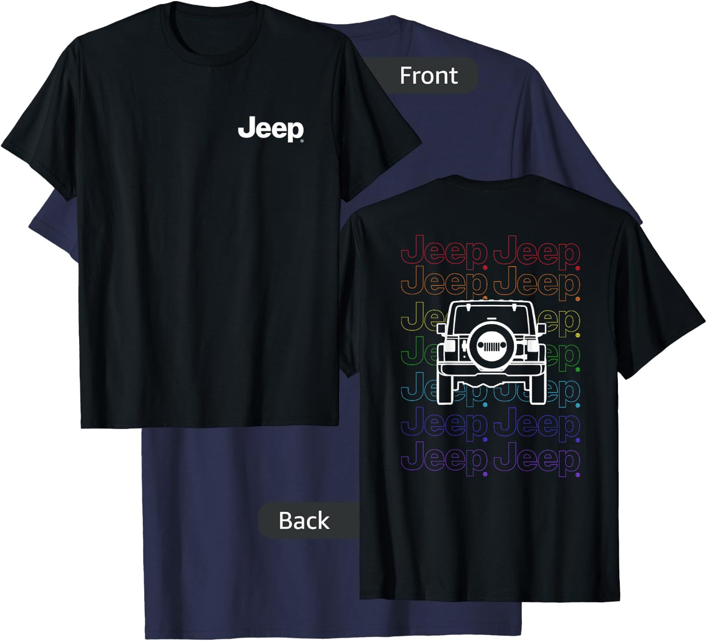 Jeep Pride Repeating Logo - Dark Version (Two-Sided) T-Shirt - T-Shirt | Navy