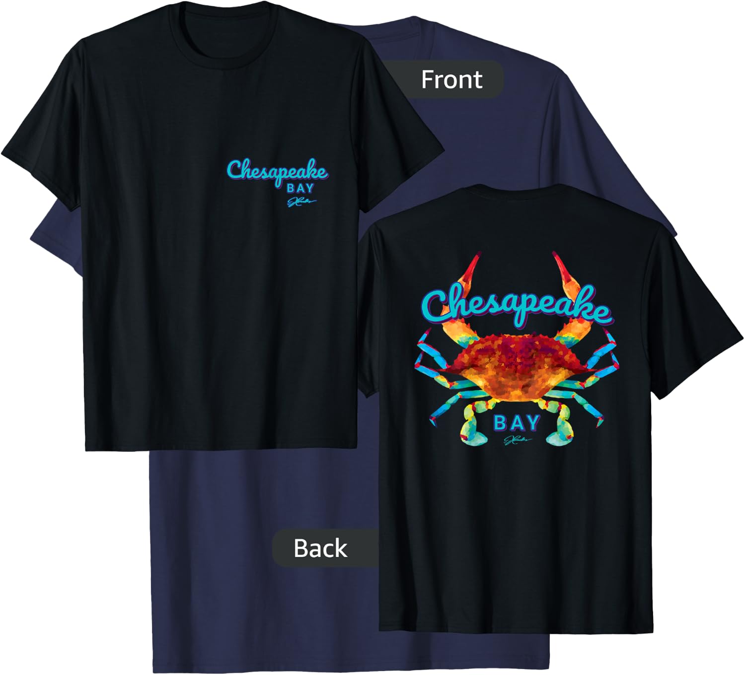 JCombs: Chesapeake Bay Blue Crab (2-Sided) T-Shirt - T-Shirt | Navy