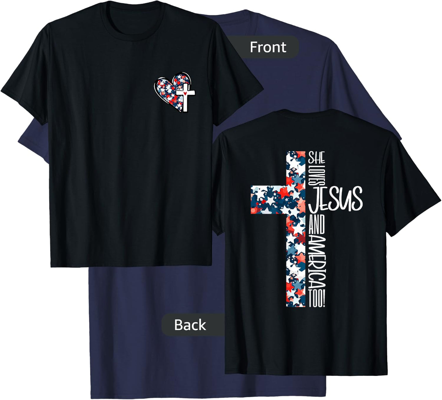 She Loves Jesus and America Too T-Shirt - T-Shirt | Navy