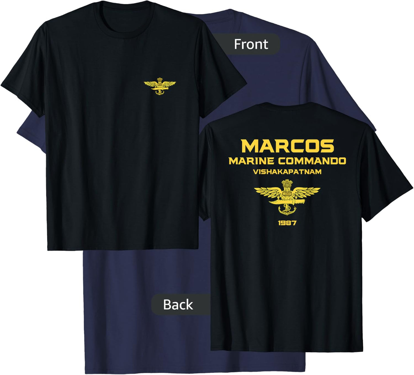 MARCOS Indian Special Force Indian Army Magarmach T-Shirt - T-Shirt | Navy