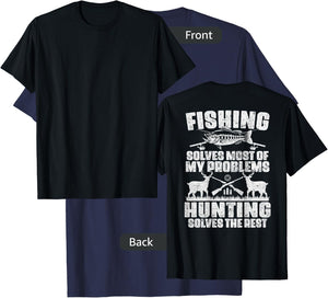 Fishing Solves Most of My Problems Design On Back T-Shirt - T-Shirt | Navy