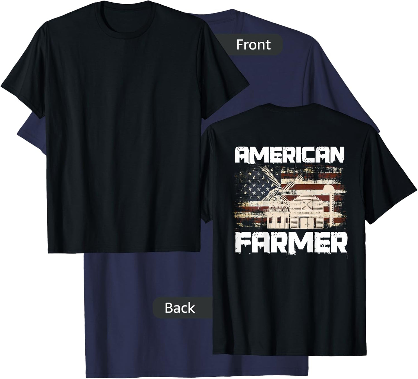 Farmer Design On Back Of Clothing Farming T-Shirt - T-Shirt | Navy