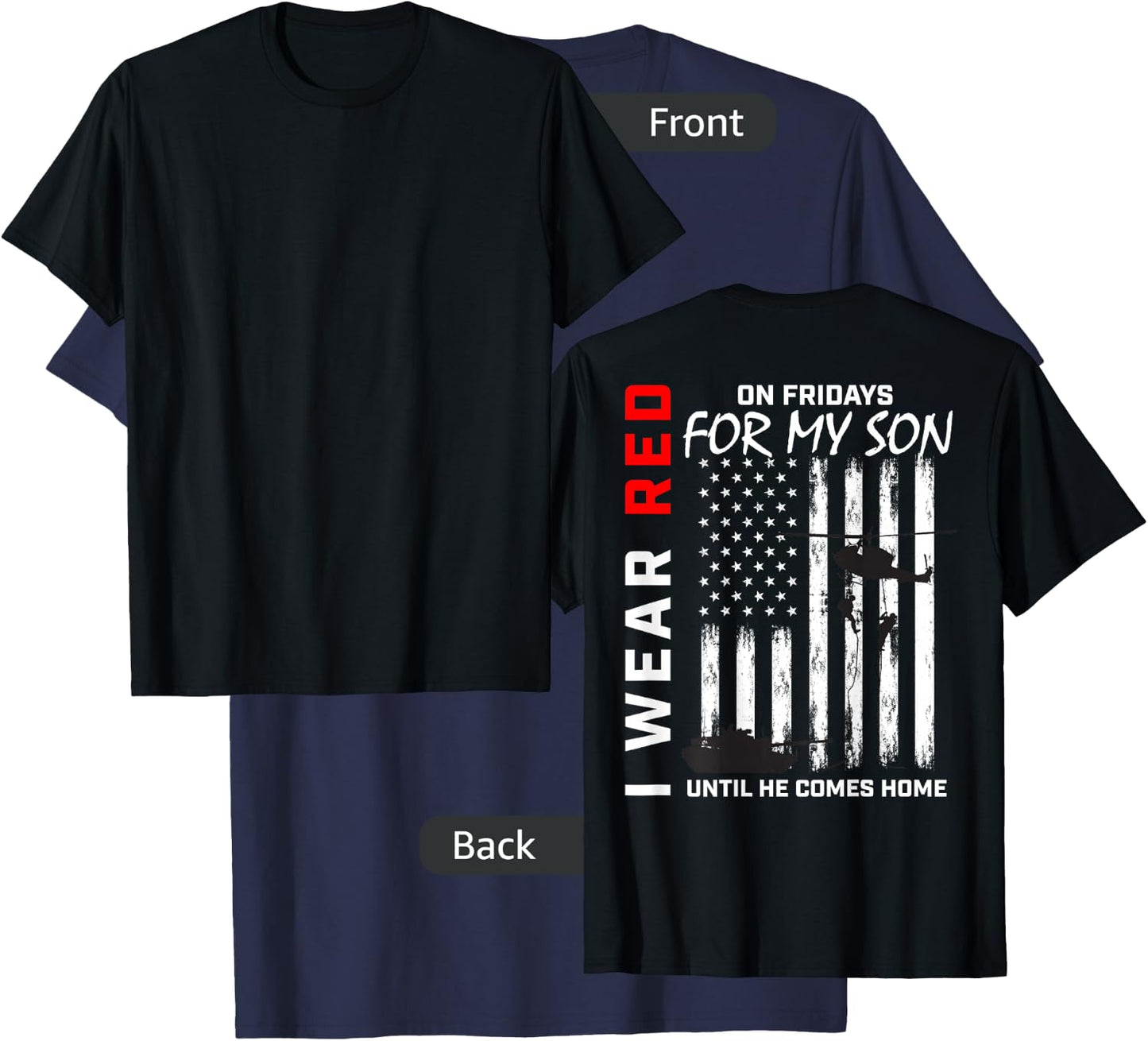 Red Friday Son Military Remember Everyone Deployed USA Flag Men T-Shirt - T-Shirt | Navy
