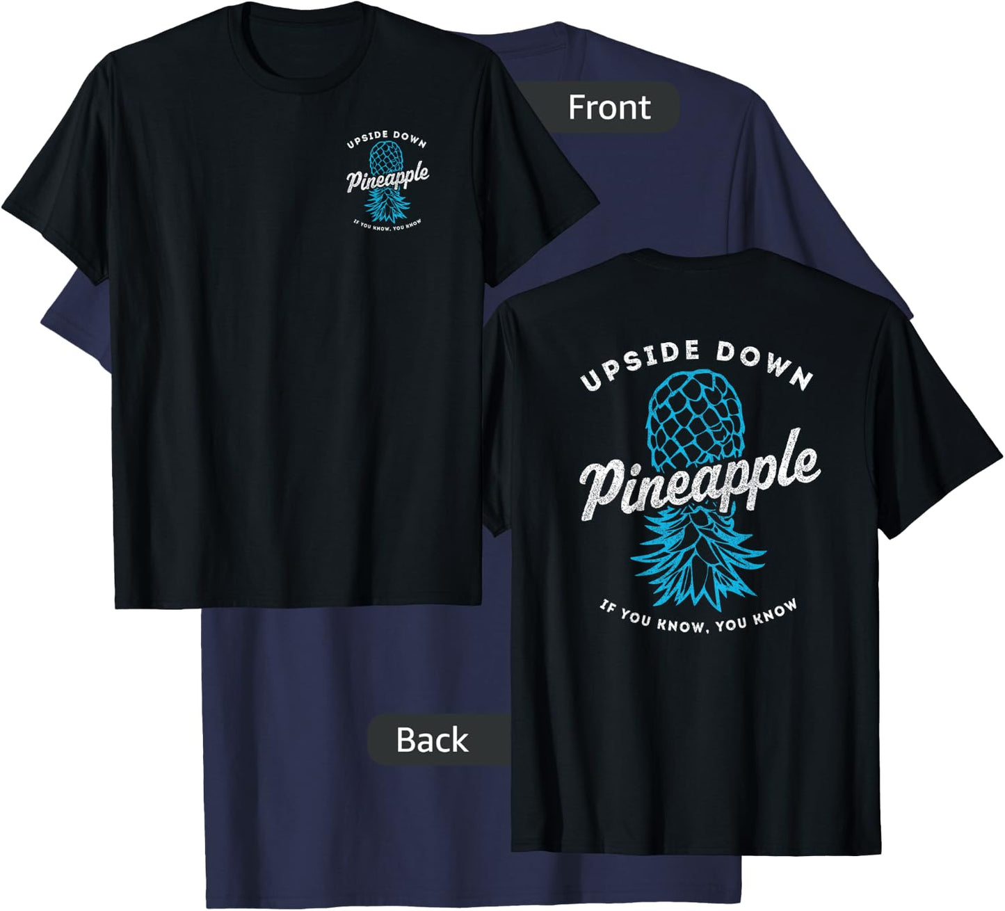 2-Sided Lifestyle Retro Upside Down Pineapple Swinger T-Shirt - T-Shirt | Navy