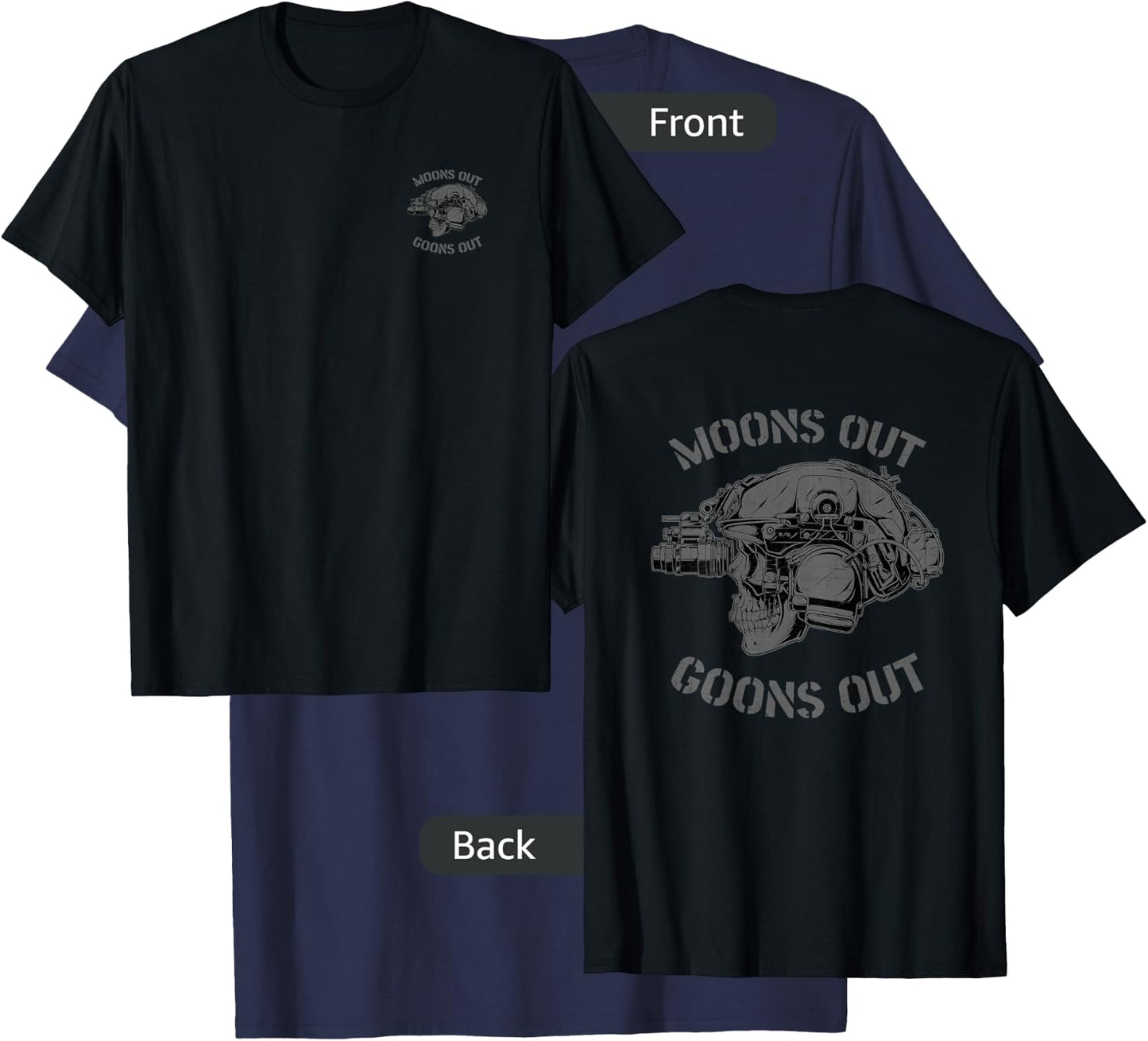 MOONS OUT GOONS OUT Skull Helmet NVGs Military Men's T-Shirt - T-Shirt | Navy