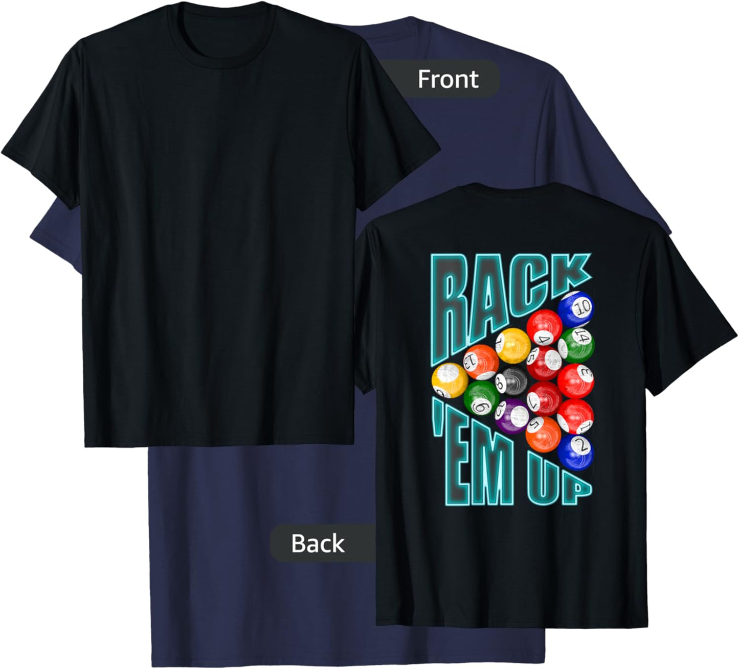 Billiards Rack em Up Eight Ball T-Shirt - T-Shirt | Navy
