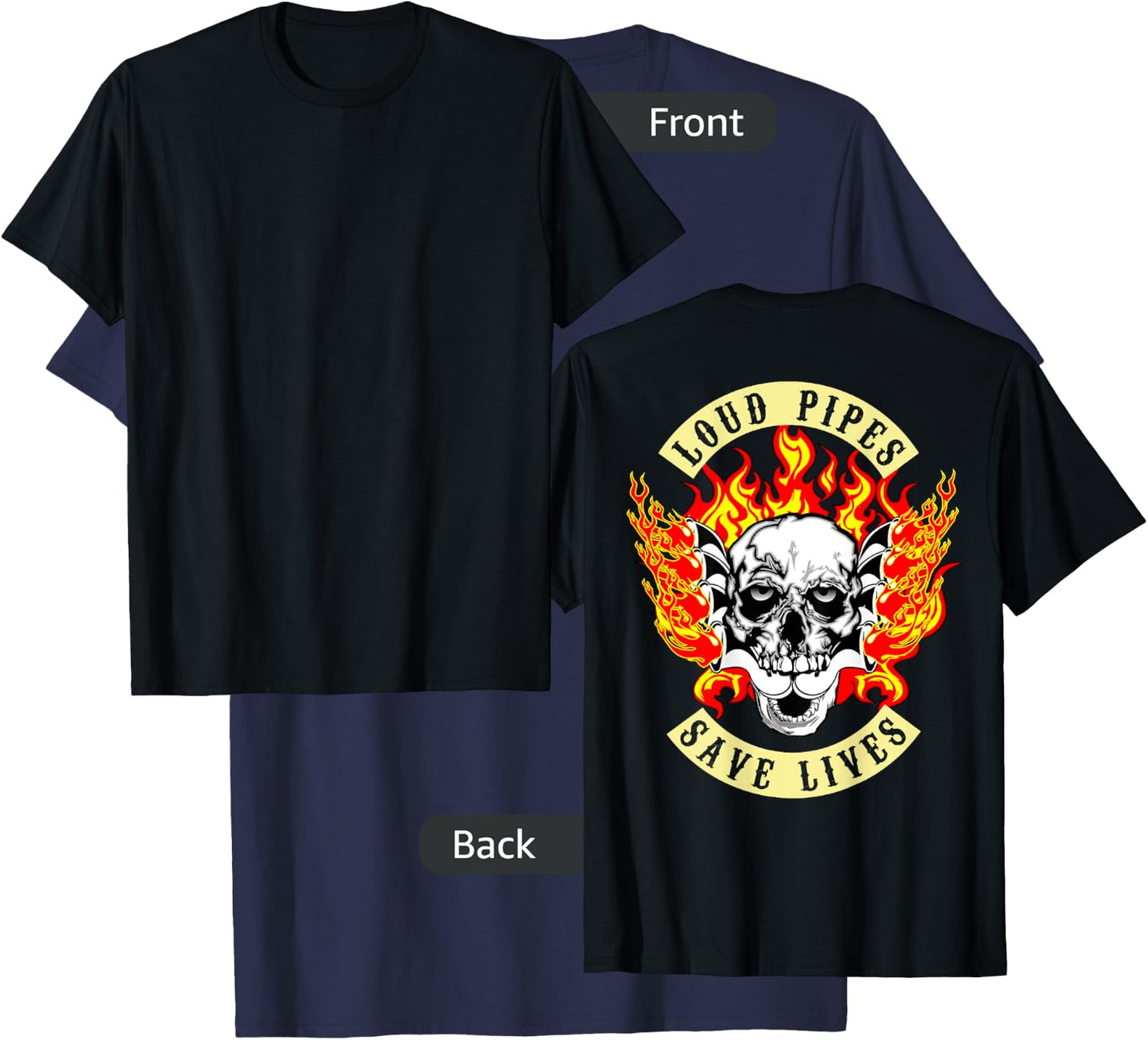 Loud Pipes Save lives Biker Christmas Gift Shirt T-Shirt - T-Shirt | Navy