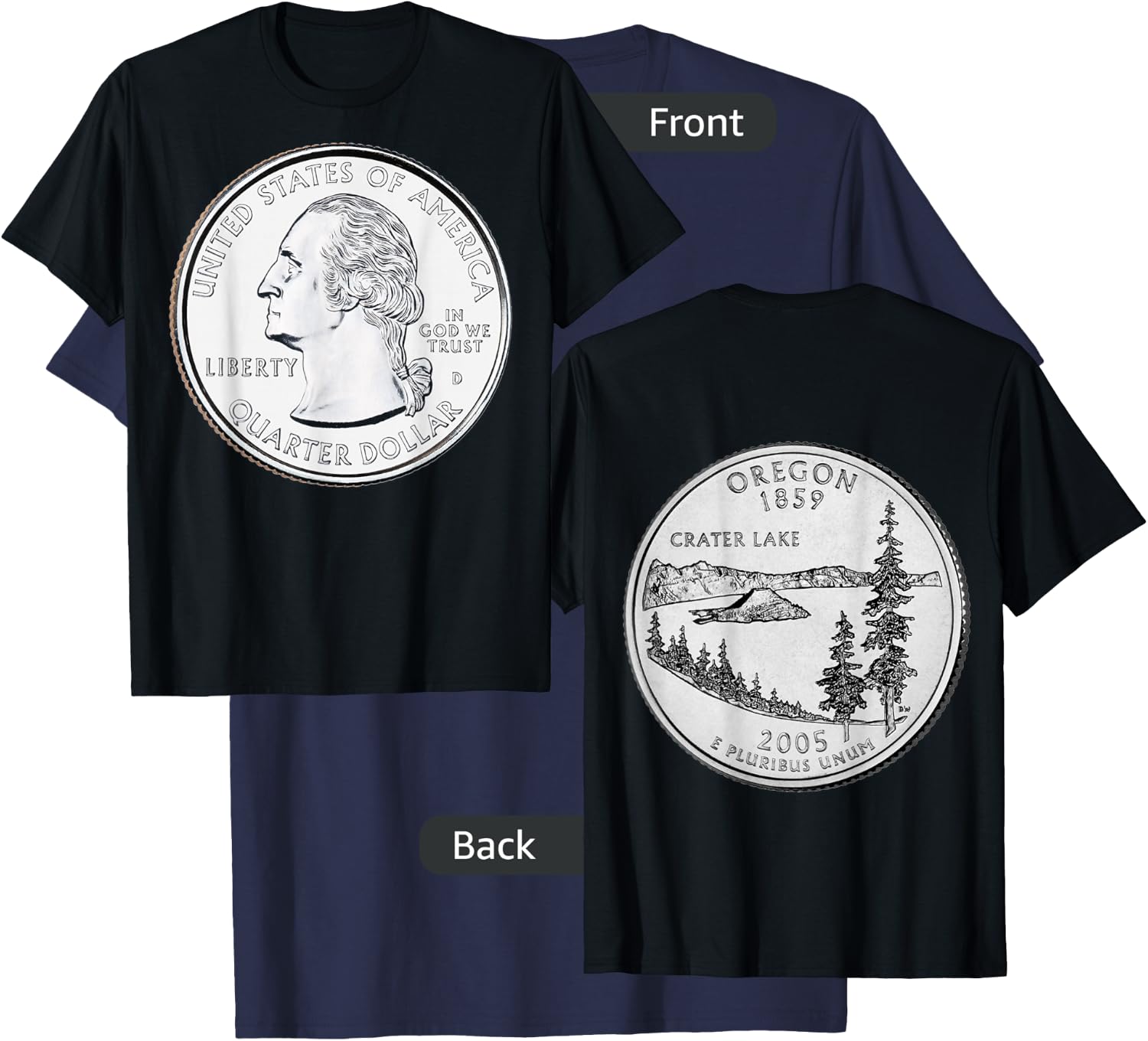 Oregon USA Quarter Dollar America United States T-Shirt - T-Shirt | Navy
