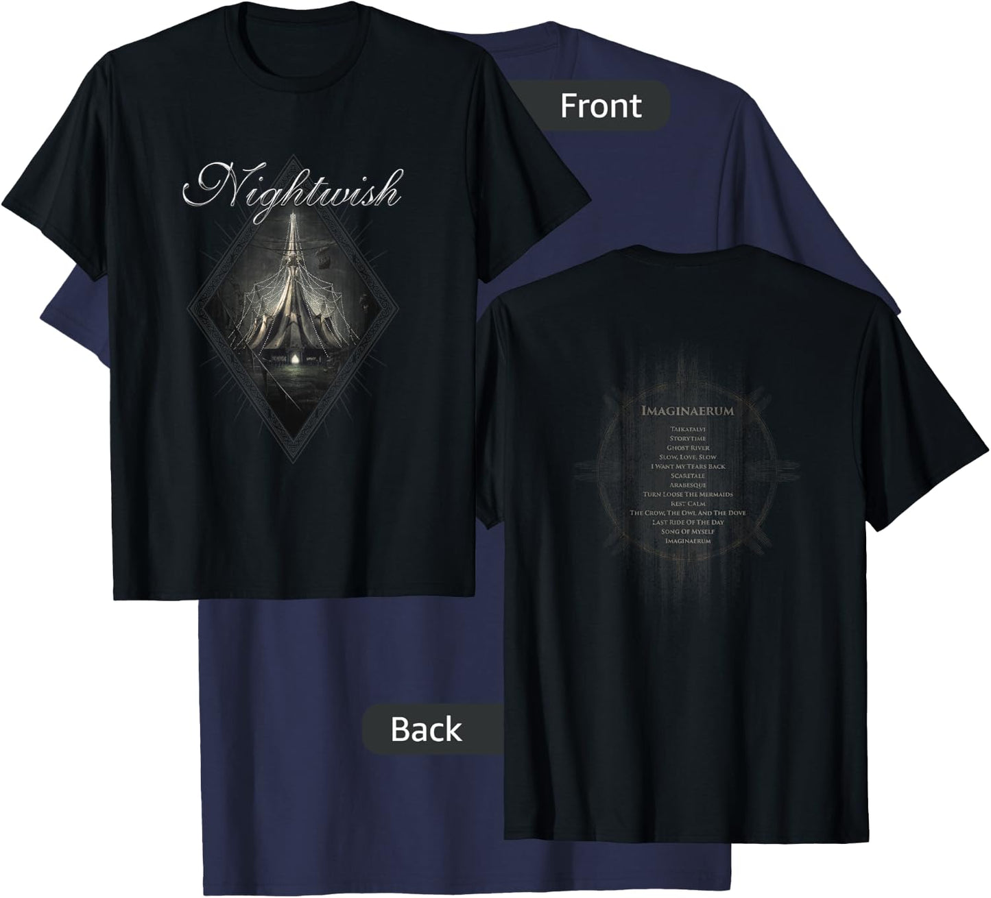 Imaginaerum (album cover + Nightwish logo + tracklist) T-Shirt - T-Shirt | Navy