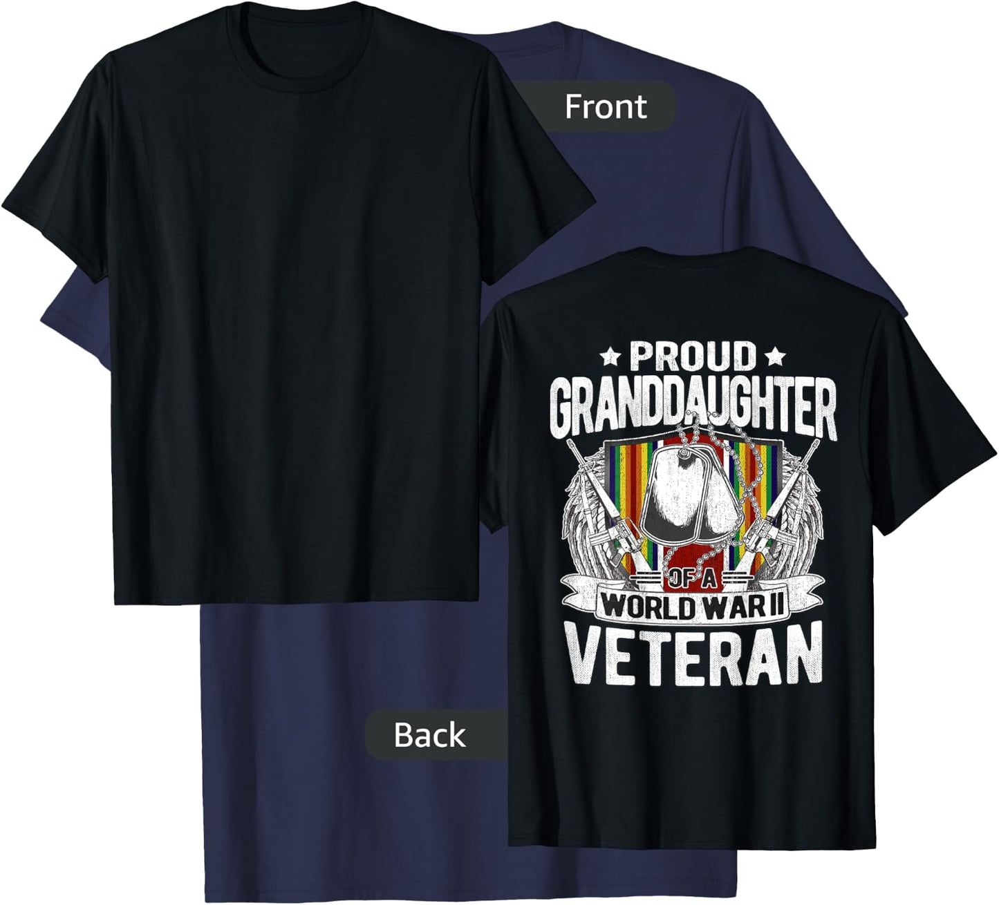 Proud Granddaughter Of World War 2 Veteran WW2 Military Gift T-Shirt - T-Shirt | Navy