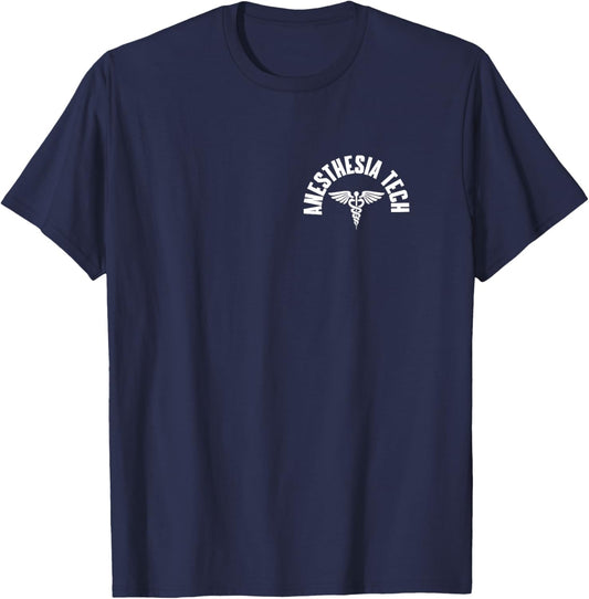 Anesthesia Tech Pocket Caduceus Anesthesia Technology Outfit T-Shirt - T-Shirt | Navy