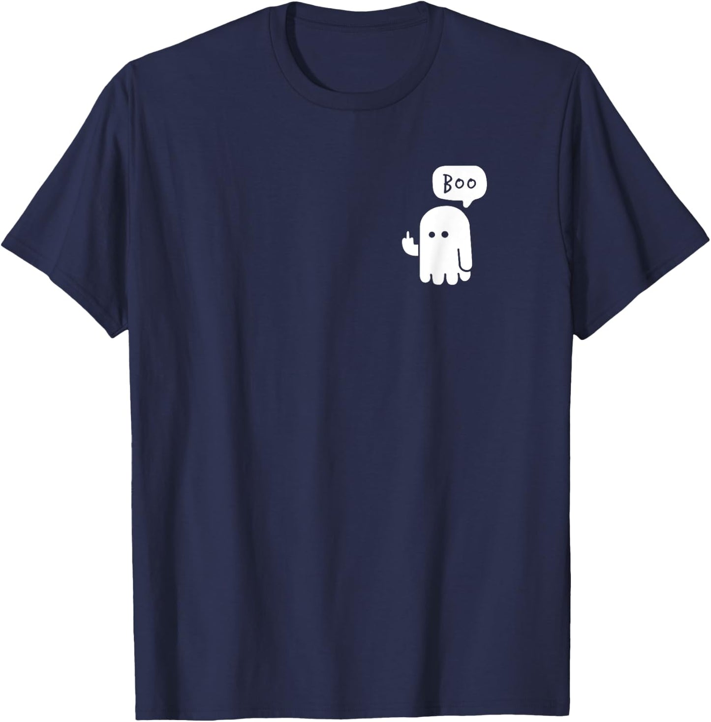 Funny Little Middle Fingers Cute Ghost Boojee Halloween T-Shirt - T-Shirt | Navy