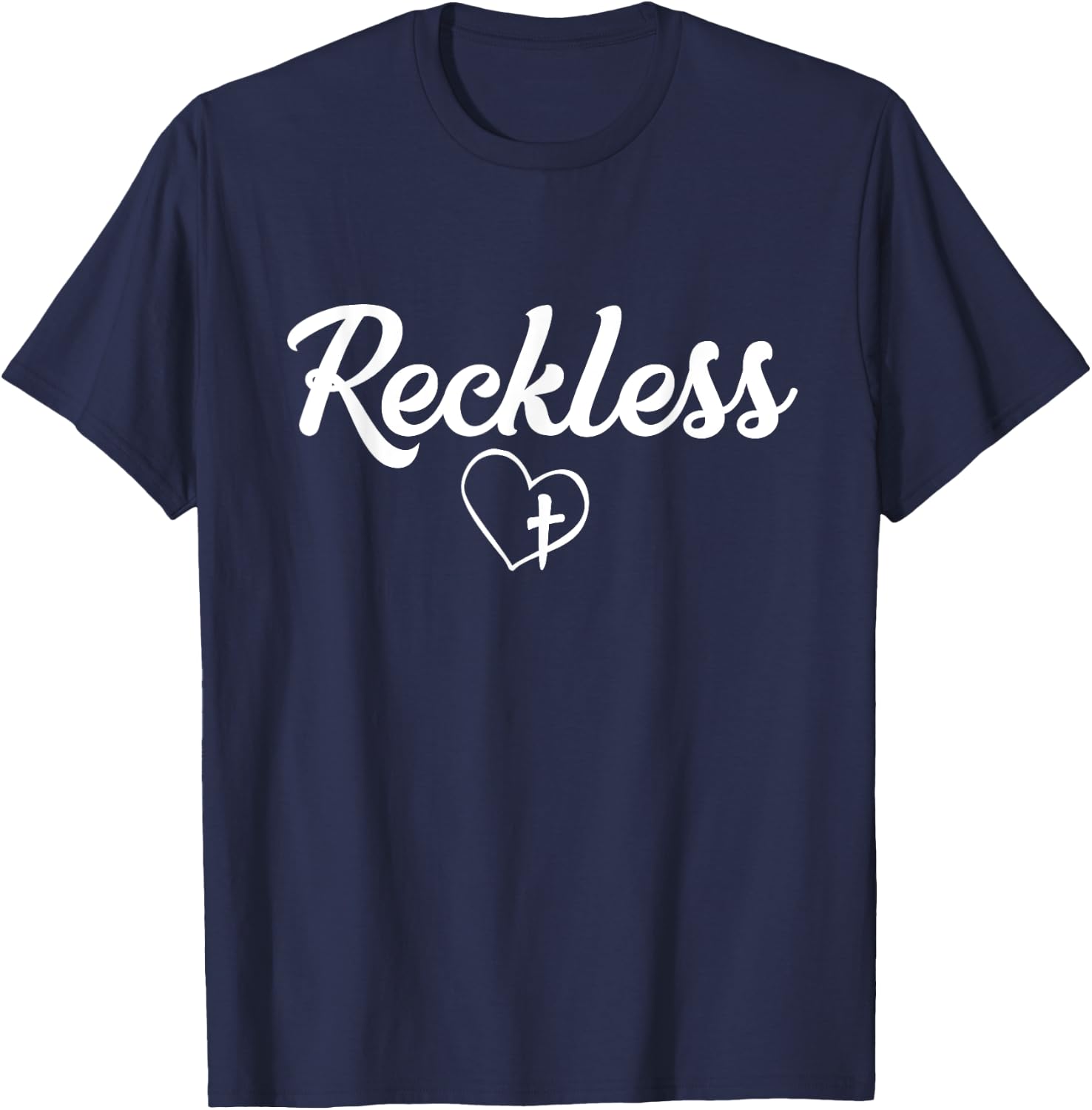 Faith Christian Reckless Love Heart and Cross Shirt T-Shirt - T-Shirt | Navy