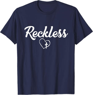 Faith Christian Reckless Love Heart and Cross Shirt T-Shirt - T-Shirt | Navy