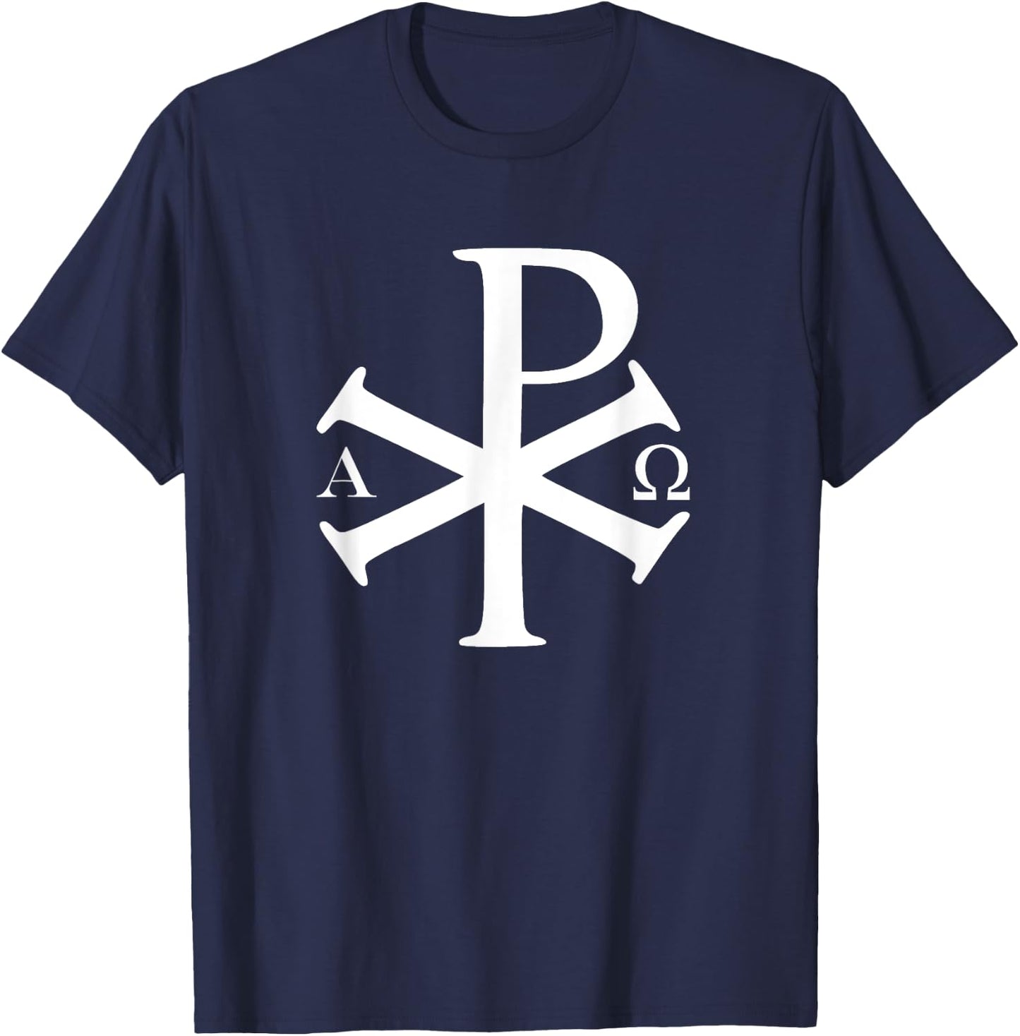 Christian History Alpha Omega Chi Rho byzantine Christianity T-Shirt - T-Shirt | Navy