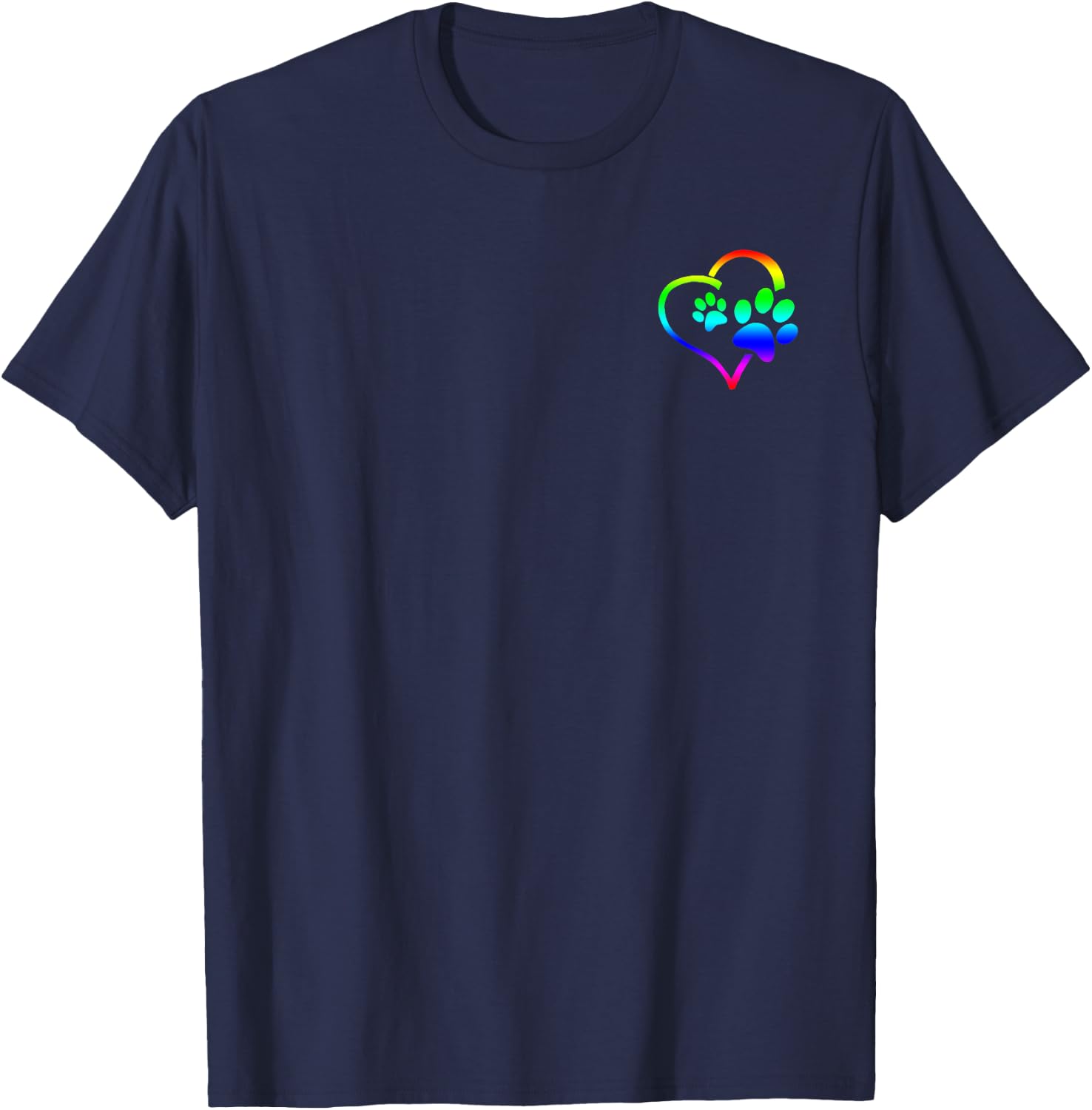 Paw Print Dog Paw Cute Dog Love Heart Red Black Dog T-Shirt - T-Shirt | Navy